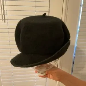 Jean Charles Brosseau Wool Beret Hat Cap Black Crystal Womens Sz S Accessories | Jean Charles Brosseau Wool Beret Hat Cap Black  main image 2